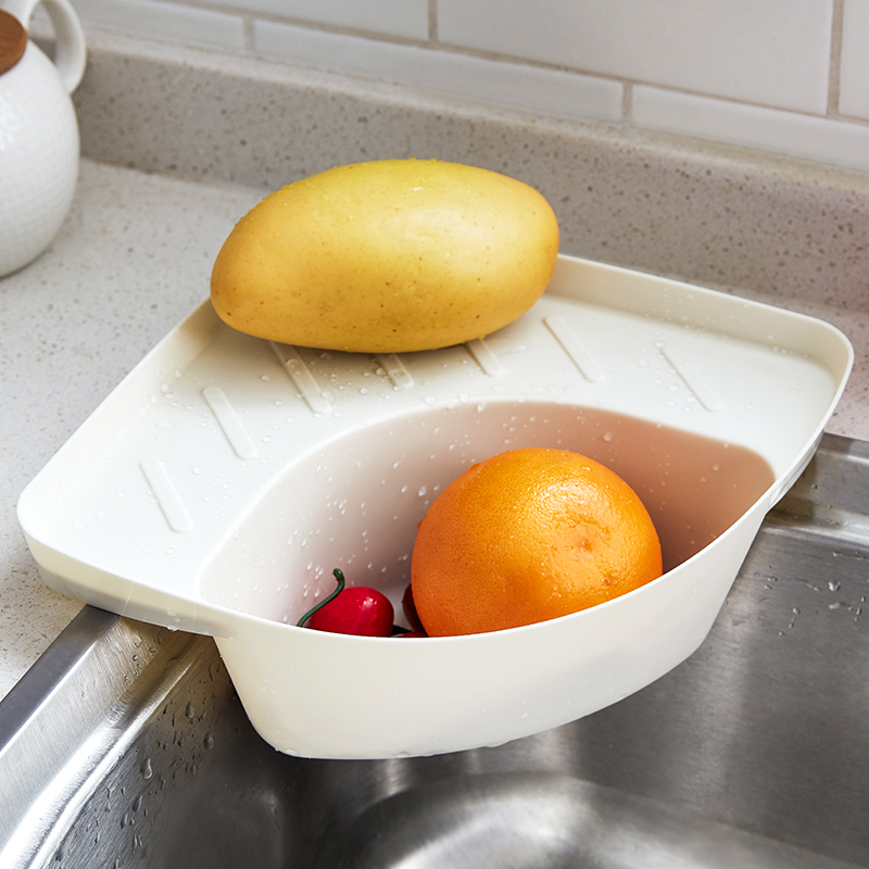 厨房水槽三角沥水篮吸盘式洗菜盆过滤水置物架洗碗池垃圾塑料挂篮