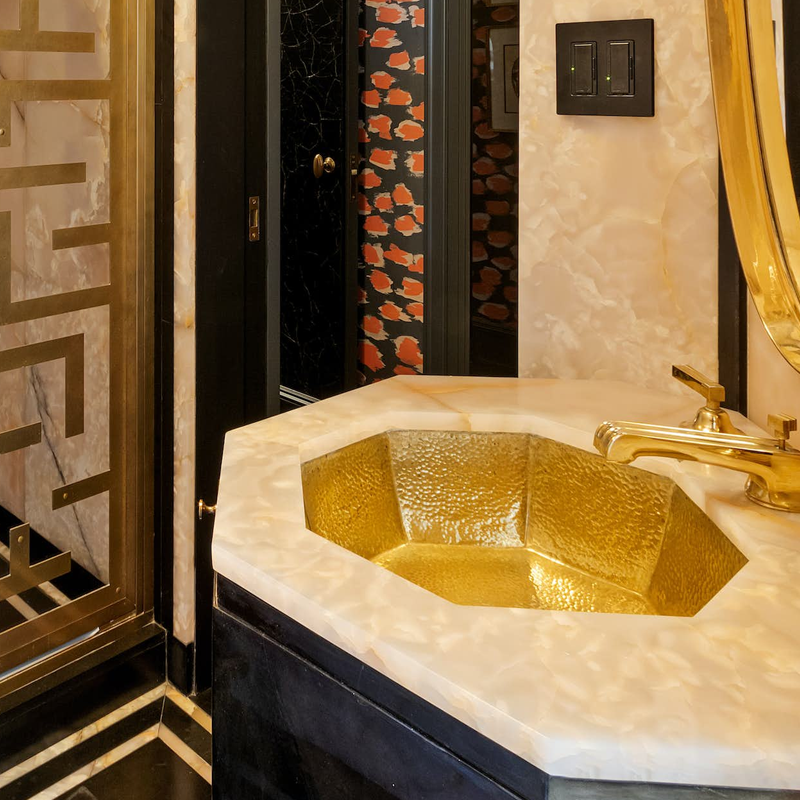 瑰丽酒店不锈钢洗手盆台下盆嵌入式餐边柜水槽法式复古艺术洗脸池