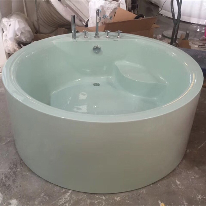 爆款亚克力浴缸一体圆形独立式双人大浴盆恒温I按摩1.2米1.35米1.