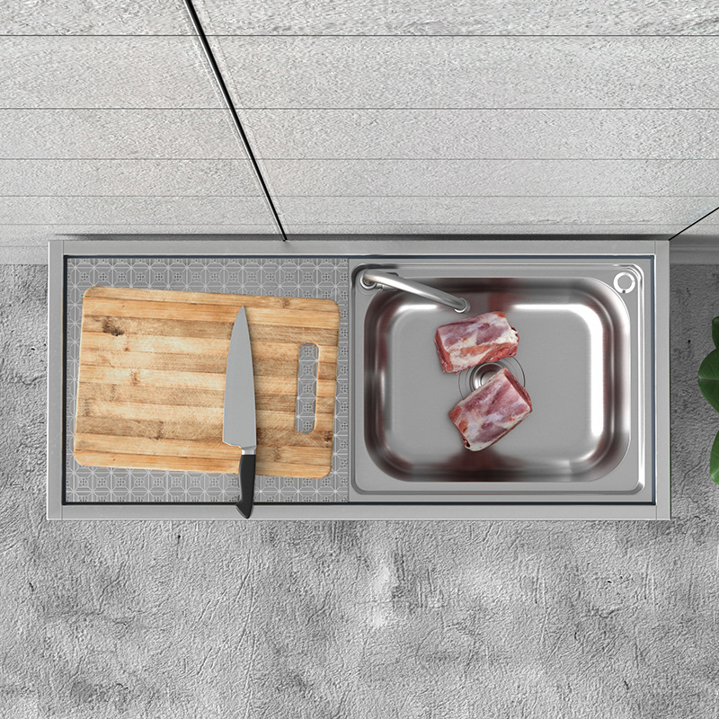 饭店厨房不锈钢水槽单槽带支架平台落地简易洗菜盆洗碗池家用商用